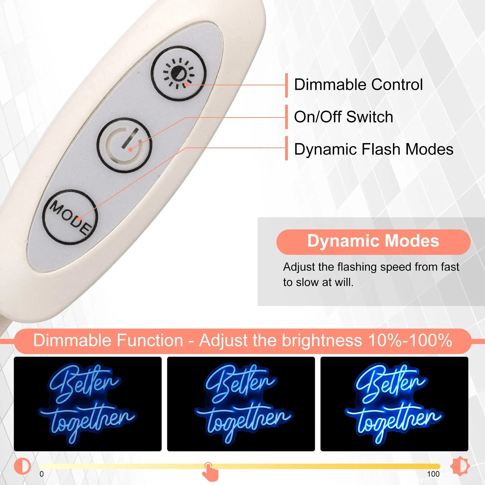 Better Together Neon Sign for Wall Decor, 15.7X12.6 Inch Dimmable Switch Blue Art Signs Led Neon Light for Wedding, Engagement, Valentines Day, Birthday, Holiday Party, Home Banquet Decoration