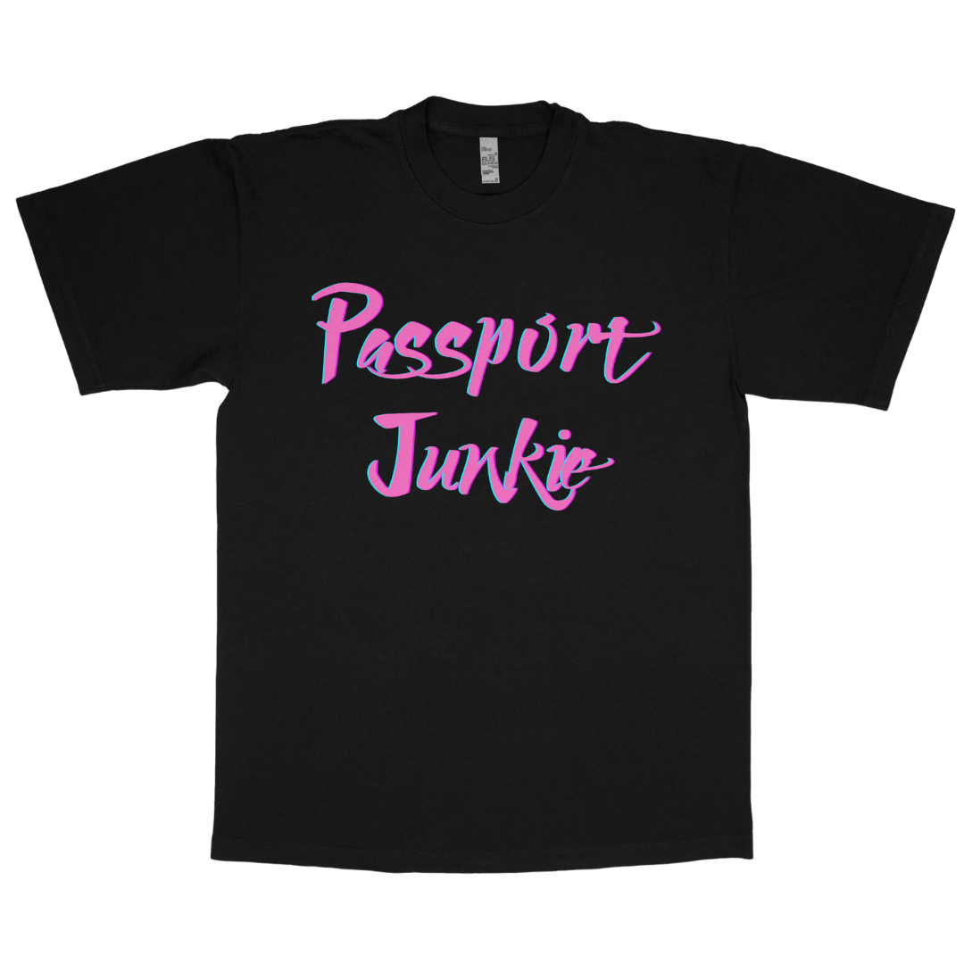 Passport junkie adult t-shirt