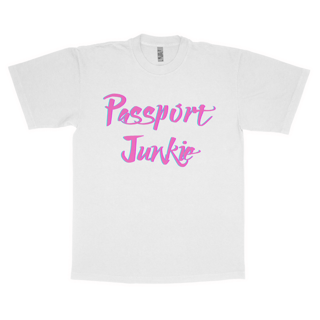 Passport junkie adult t-shirt