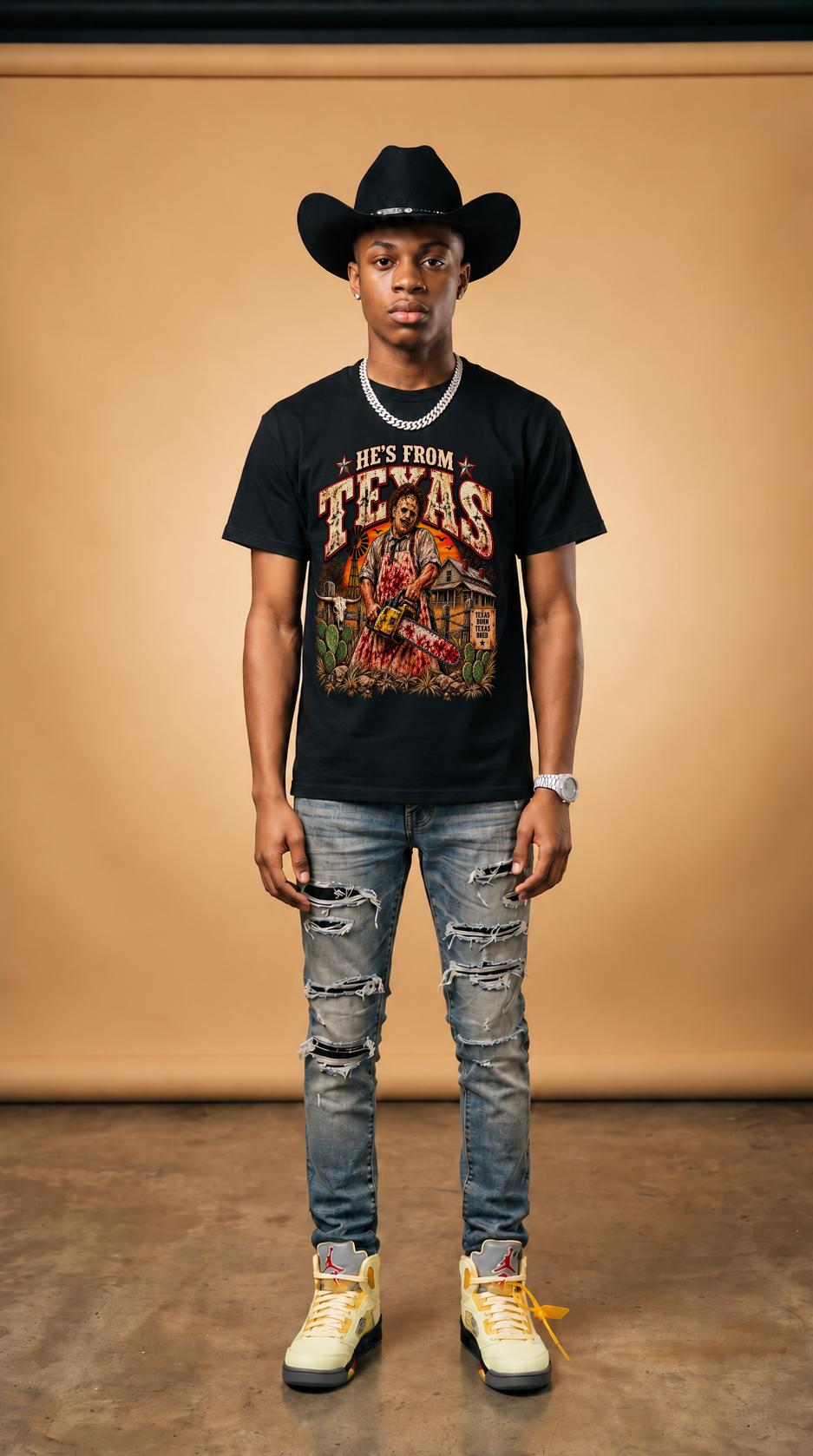 He's From Texas adult tee
