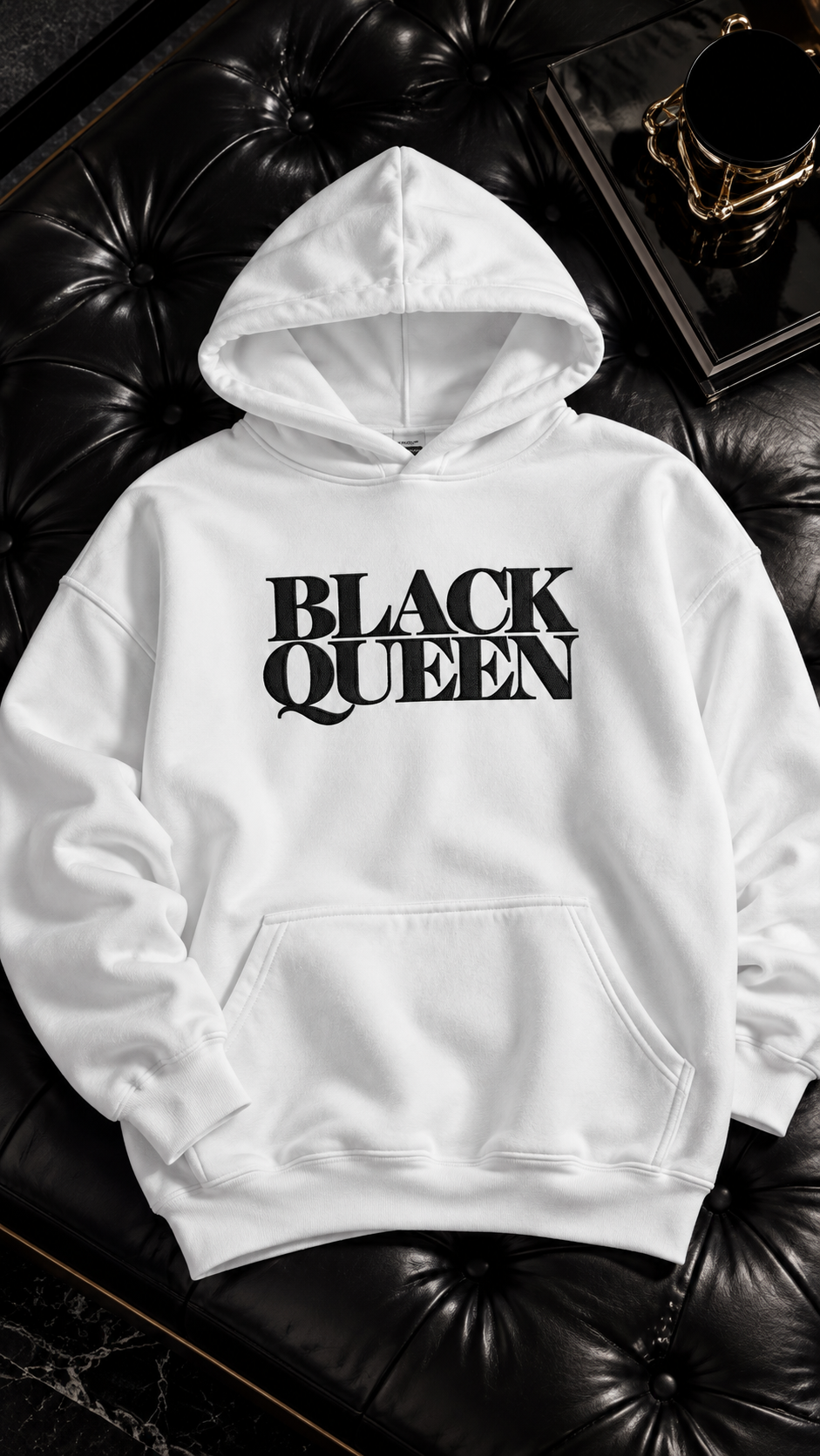 Black Queen embroidered adult hoodie