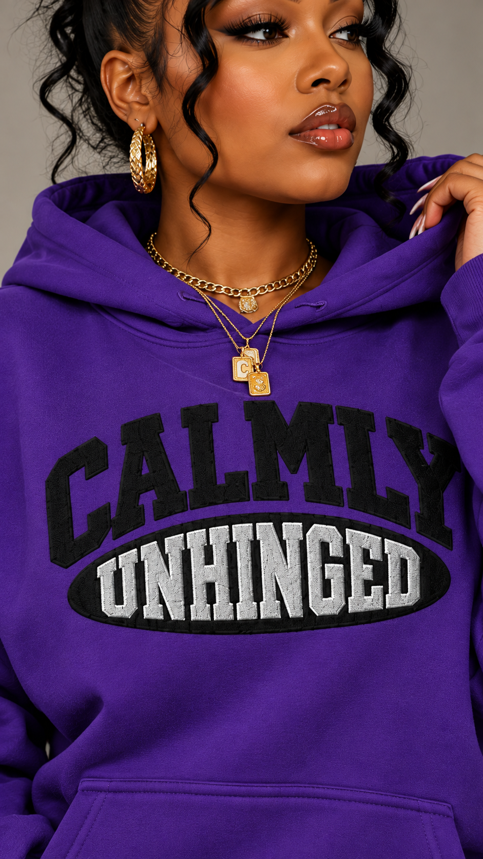 Calmly Unhinged embroidered adult hoodie