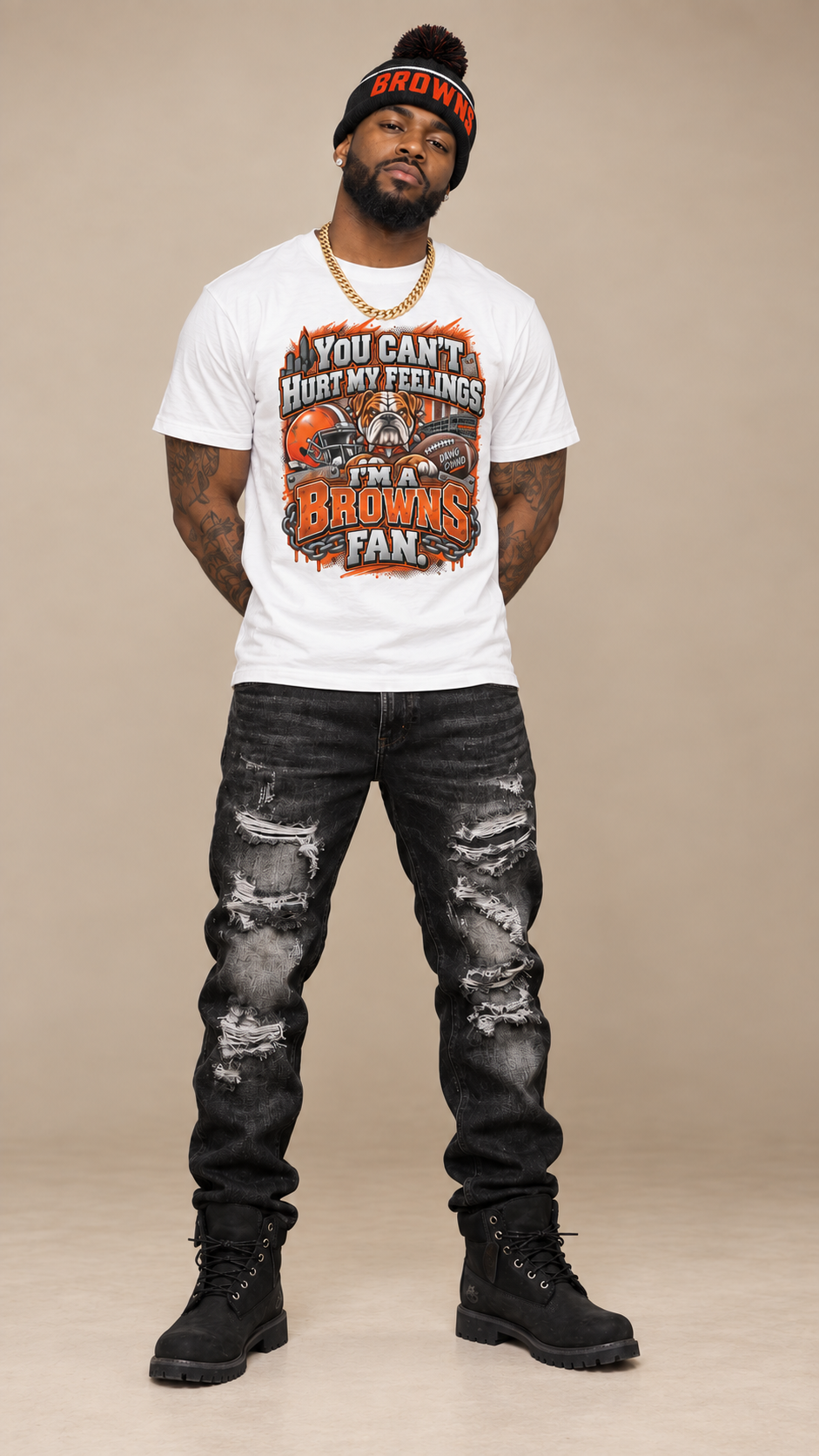 You Can't Hurt My Feelings, I'm A Browns Fan adult tee