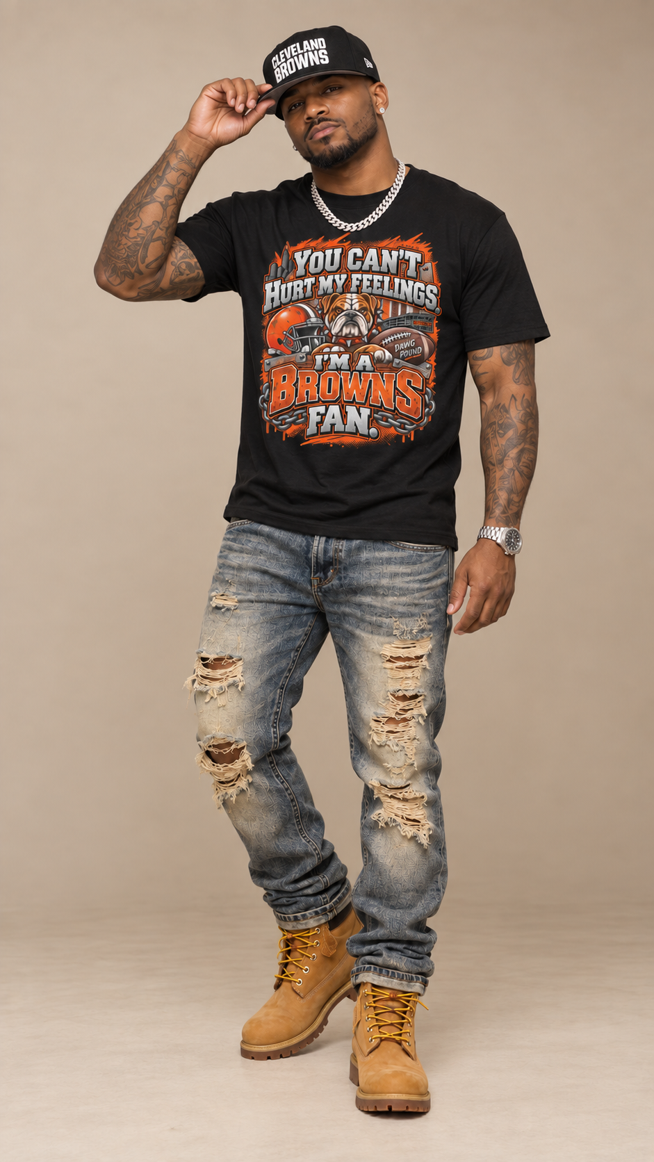 You Can't Hurt My Feelings, I'm A Browns Fan adult tee