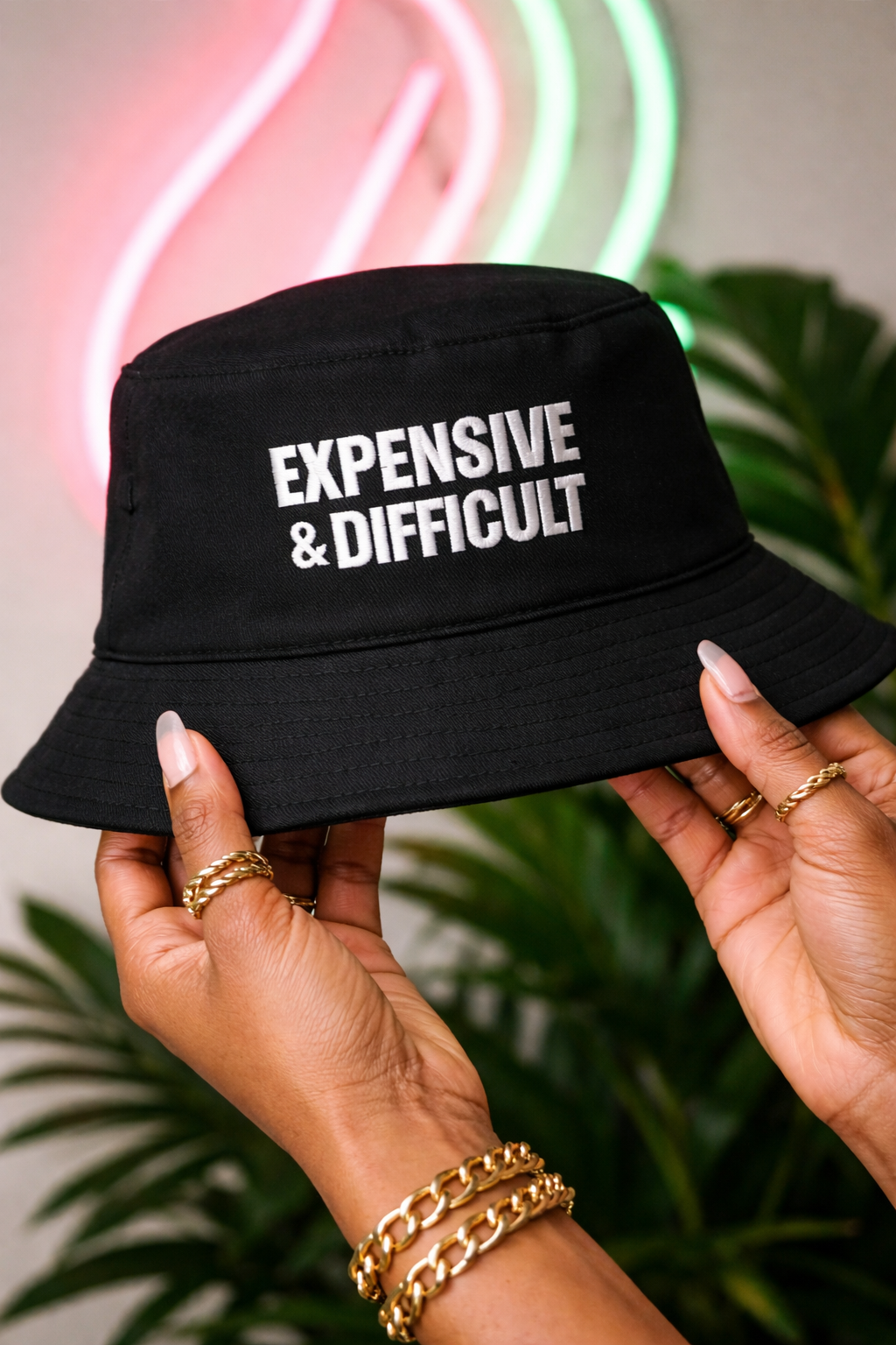 Expensive & Difficult embroidered bucket hat