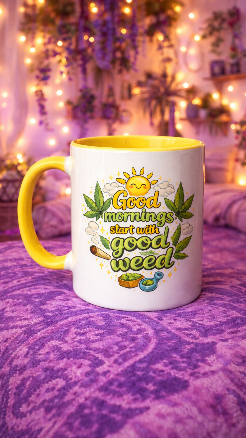 Good Mornings Start With Good Weed glossy mug