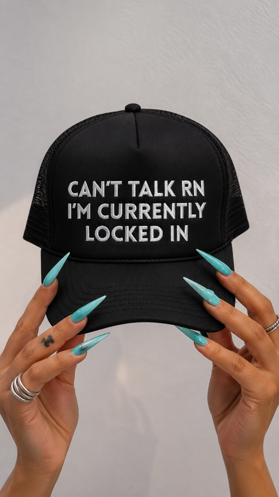 Can't Talk RN embroidered foam trucker hat