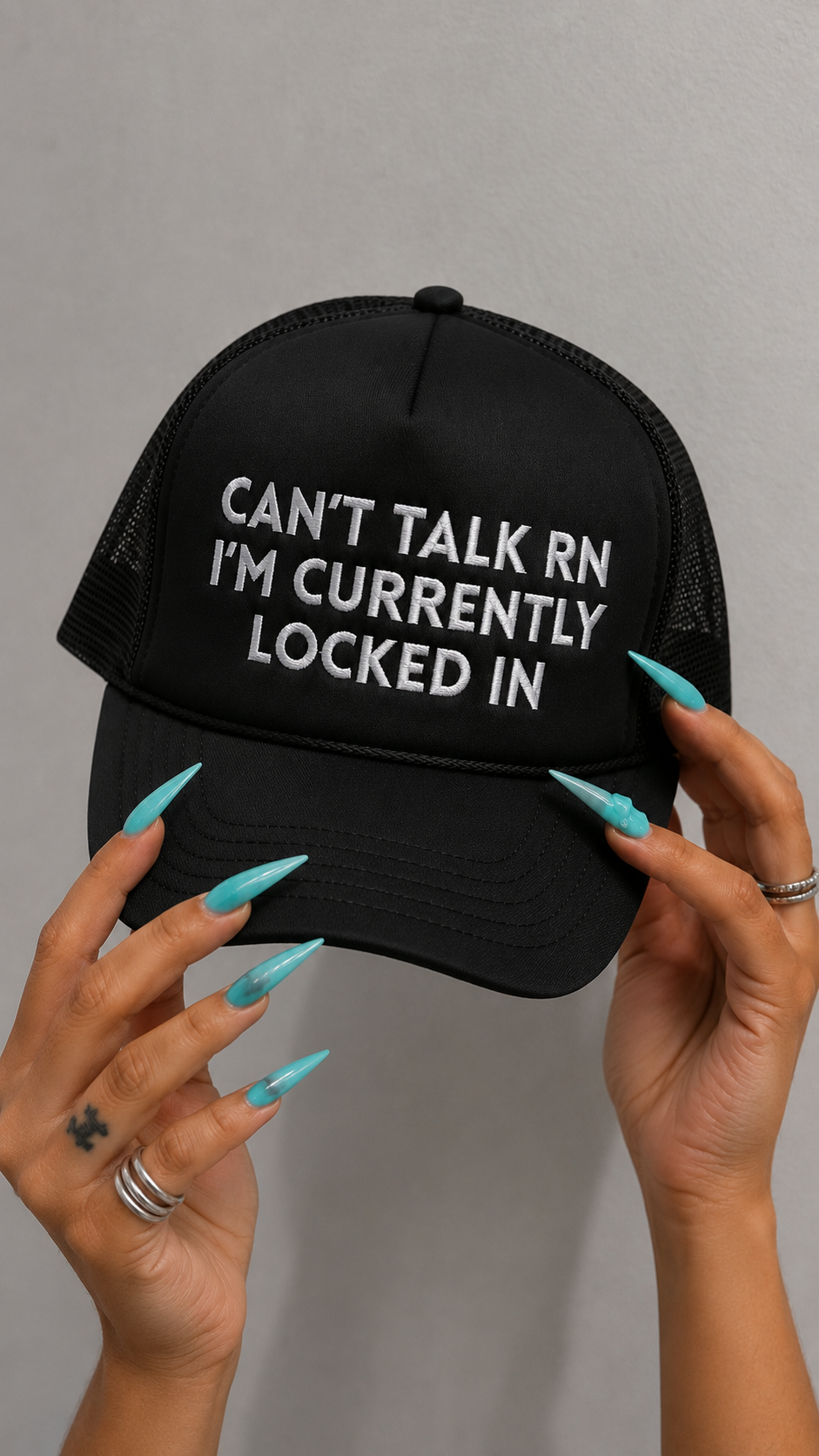Can't Talk RN embroidered foam trucker hat