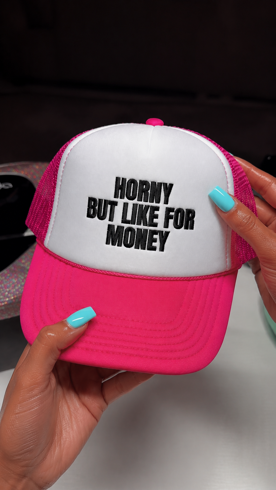 Horny But Like For Money embroidered foam trucker hat