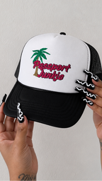 Passport Junkie embroidered foam trucker hat