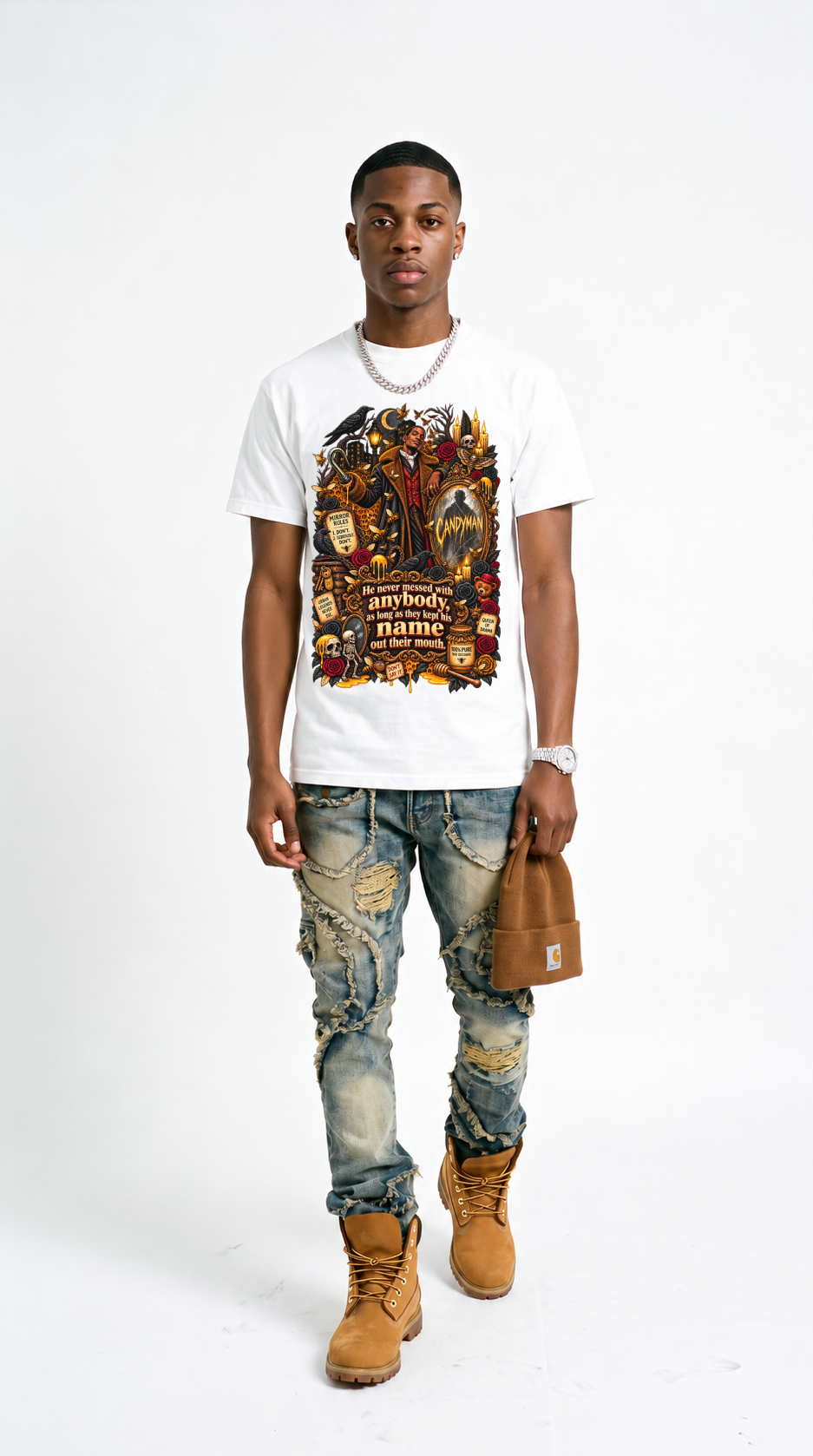 Candyman He Never Messed With Anybody As Long As They Kept His Name Out Their Mouth adult tee