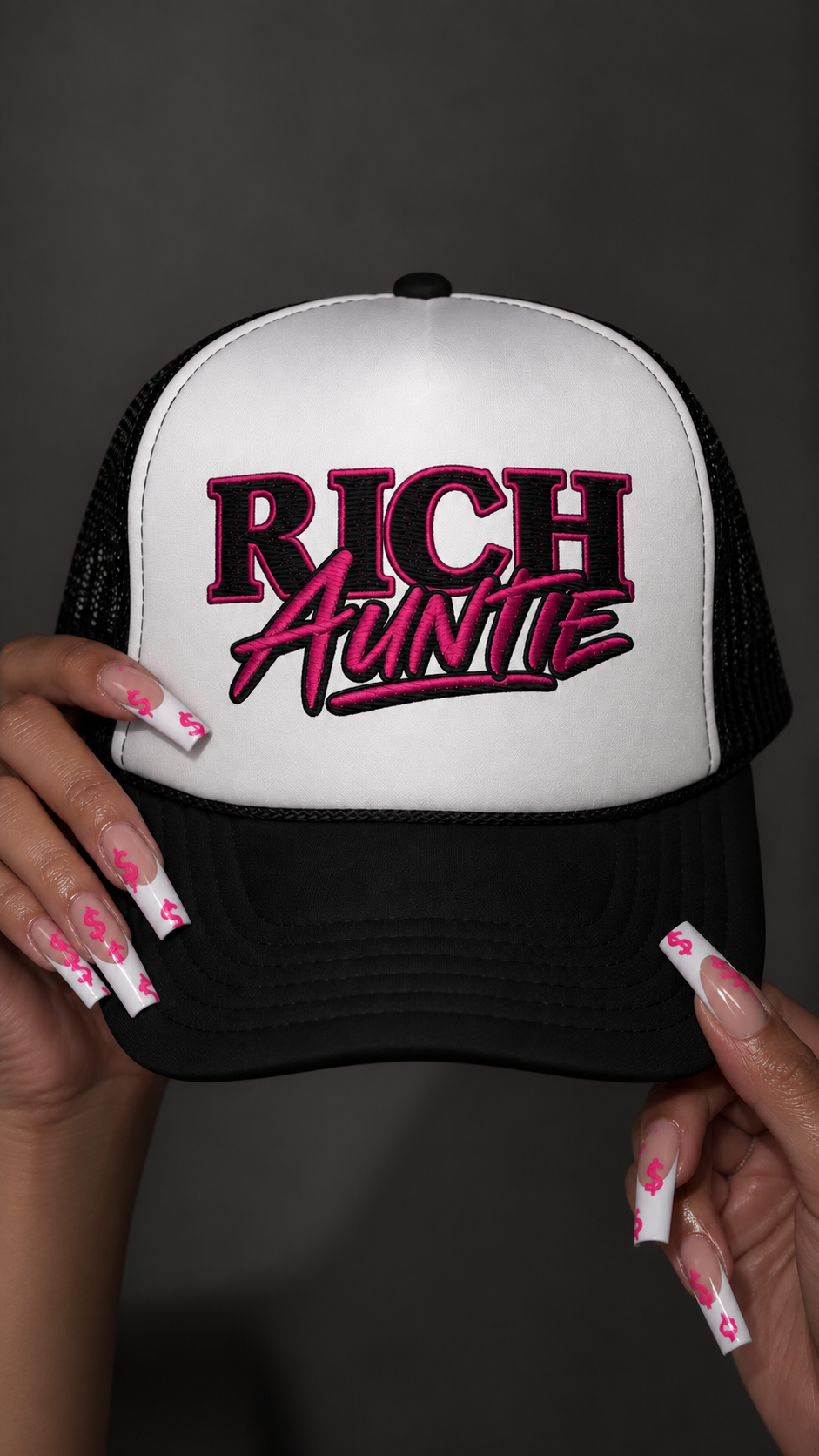 Rich Auntie embroidered foam trucker hat