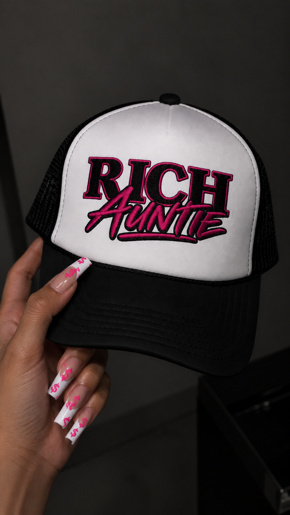 Rich Auntie embroidered foam trucker hat