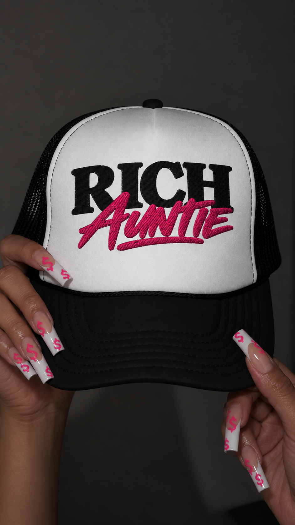 Rich Auntie embroidered foam trucker hat