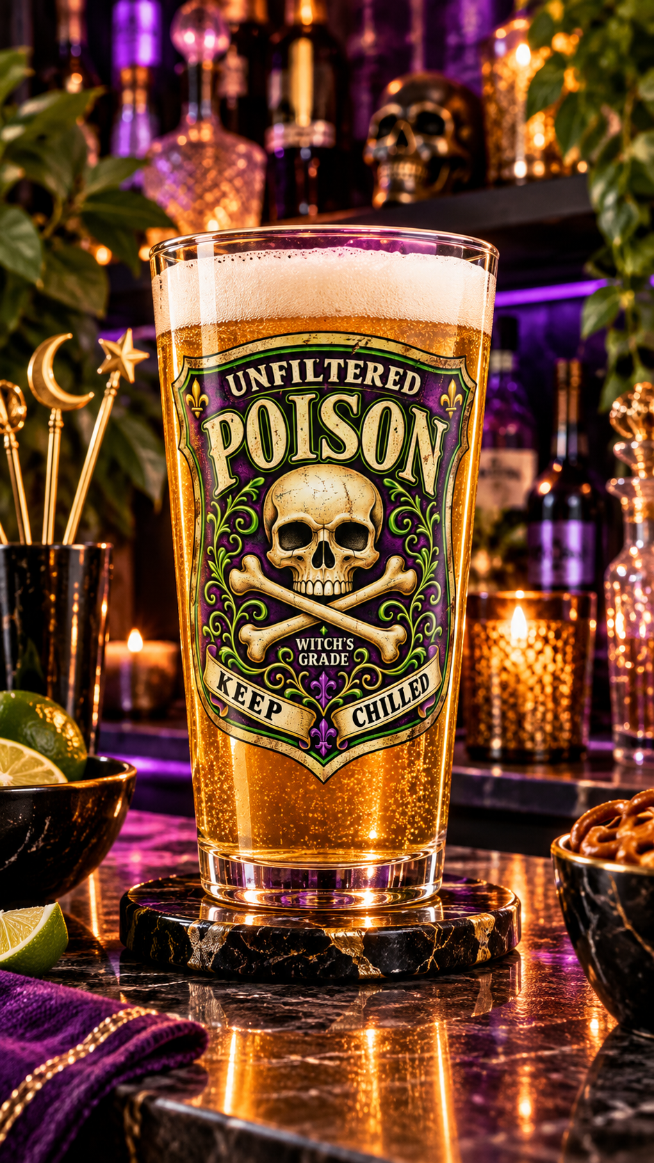 Unfiltered Poison pint glass