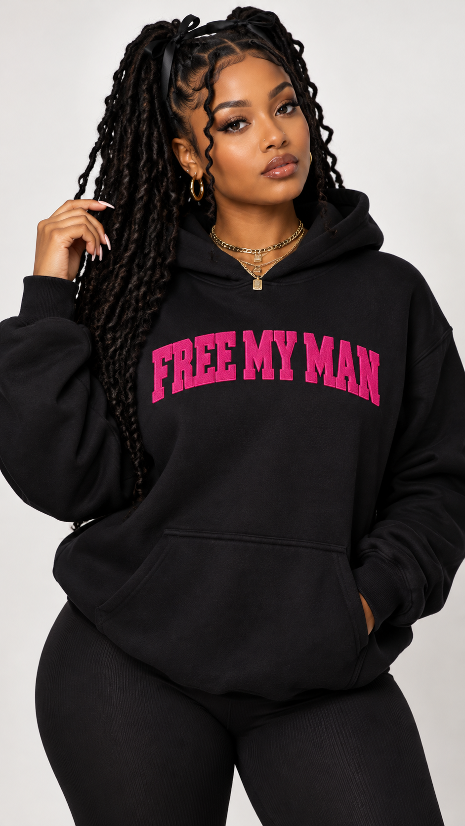 Free My Man embroidered adult hoodie