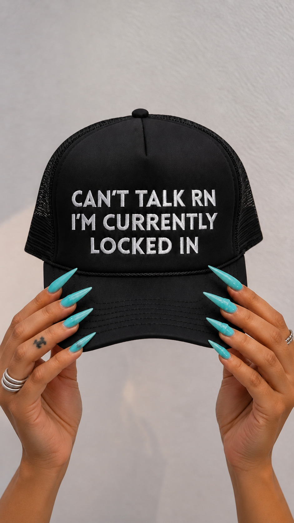 Can't Talk RN embroidered foam trucker hat
