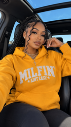 Milfin' Ain't Easy embroidered adult hoodie