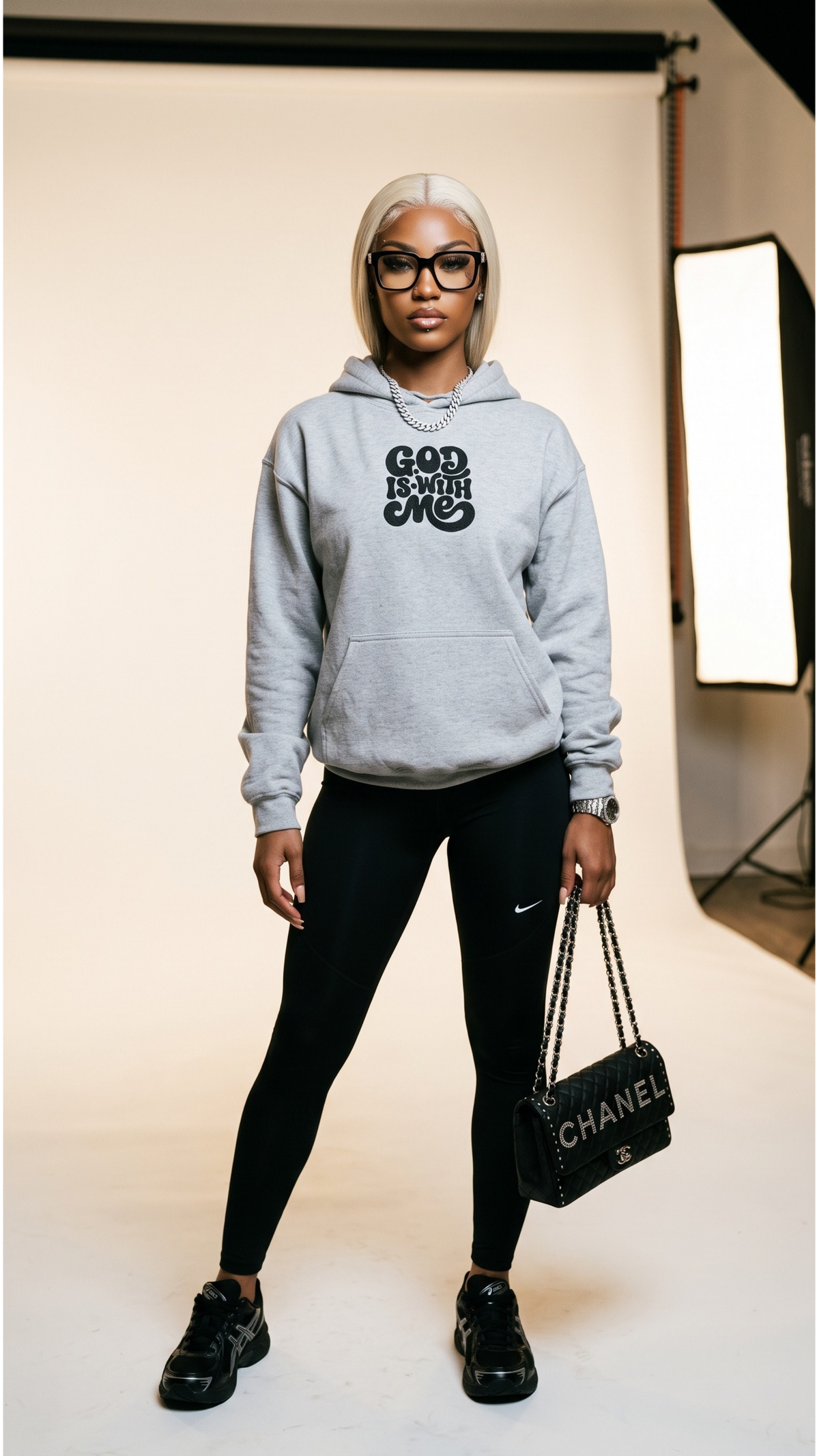 God Is With Me embroidered adult hoodie