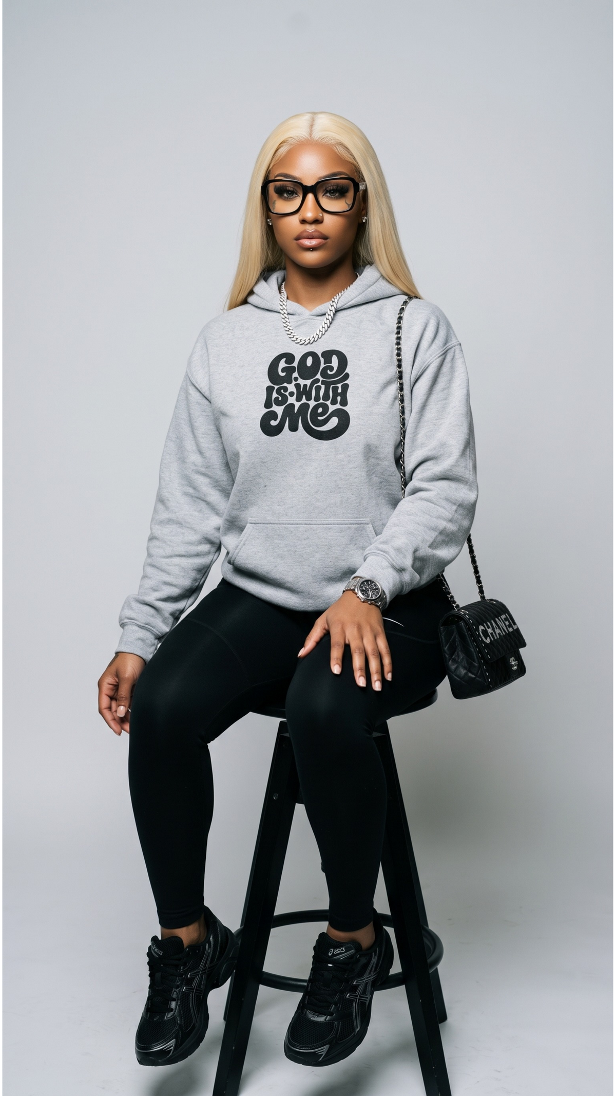God Is With Me embroidered adult hoodie
