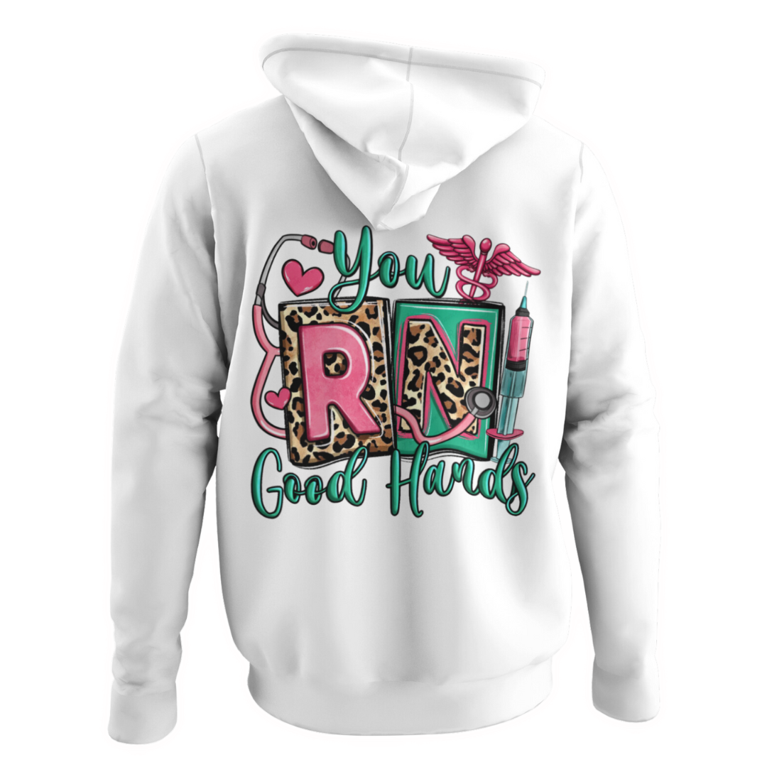 You "RN" good hands adult hoodie