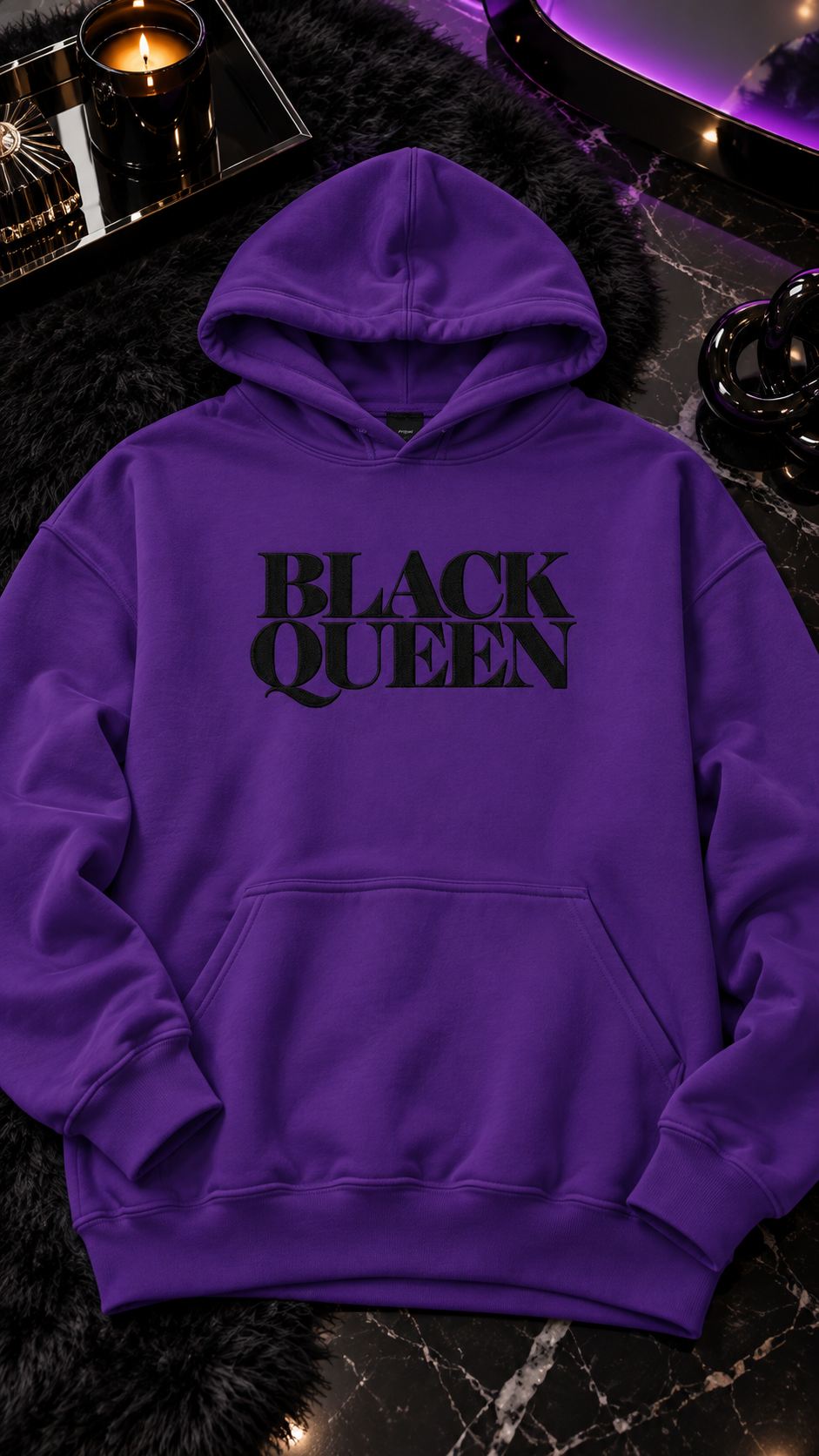 Black Queen embroidered adult hoodie
