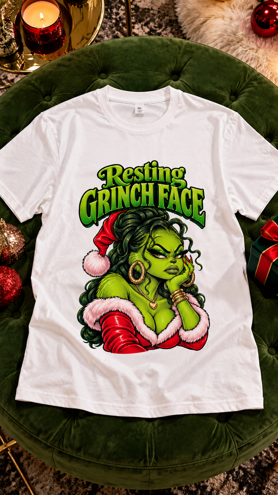 Resting Grinch Face adult tee