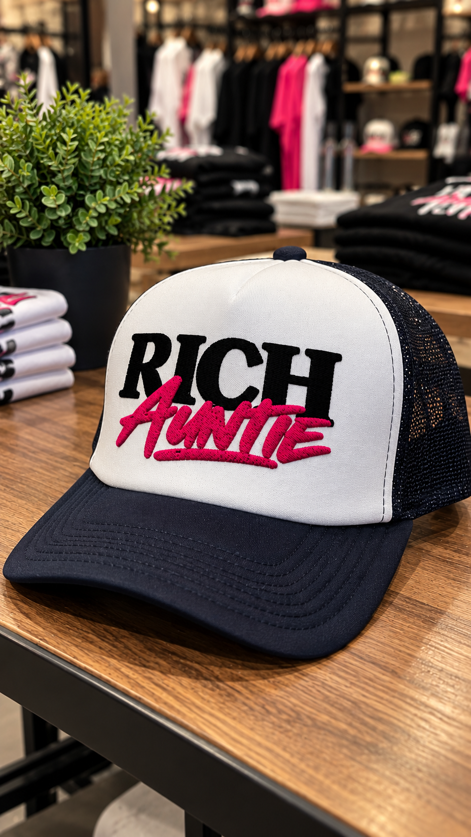 Rich Auntie embroidered foam trucker hat