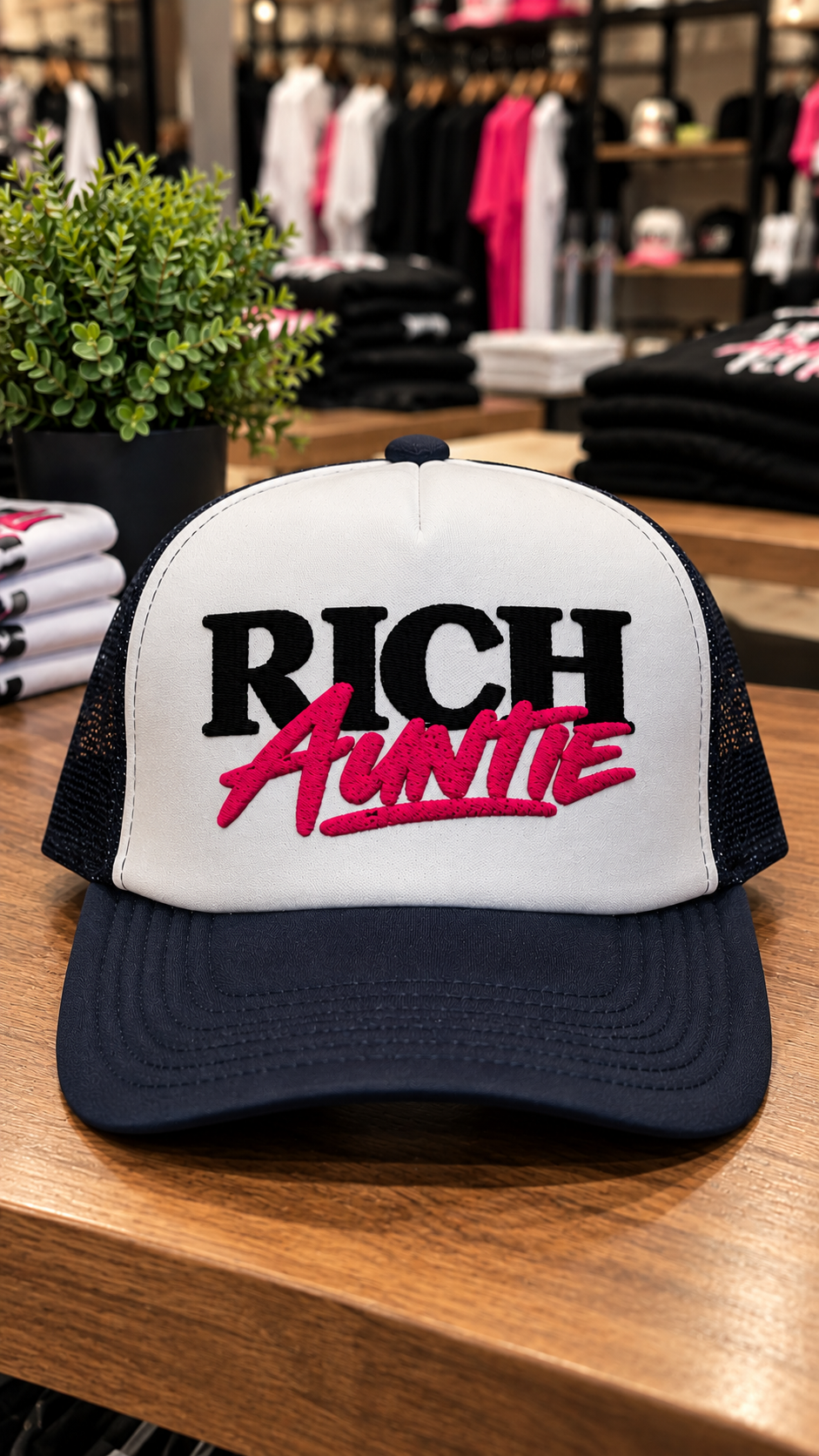 Rich Auntie embroidered foam trucker hat