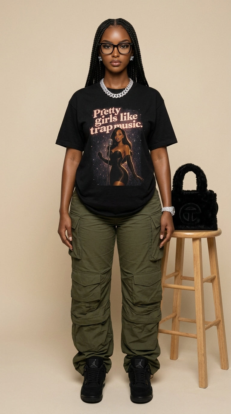 Pretty Girls Like Trap Music adult tee