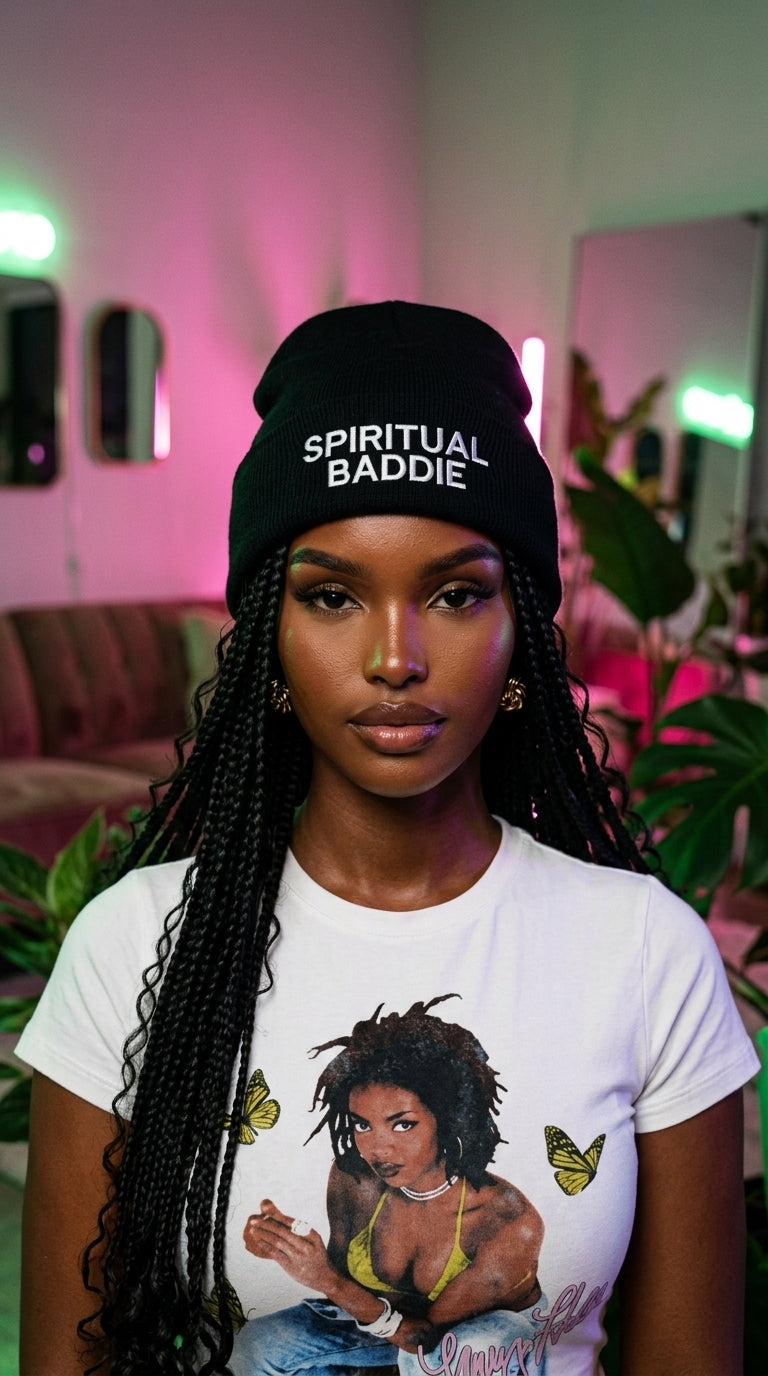Spiritual Baddie embroidered cuffed beanie