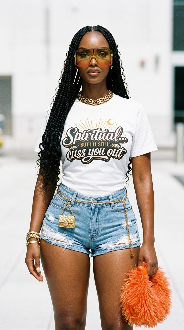 Spiritual But I'll Still Cuss You Out adult tee