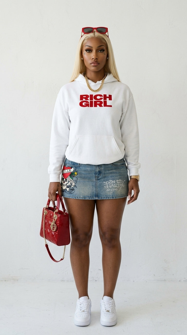 Rich Girl embroidered adult hoodie