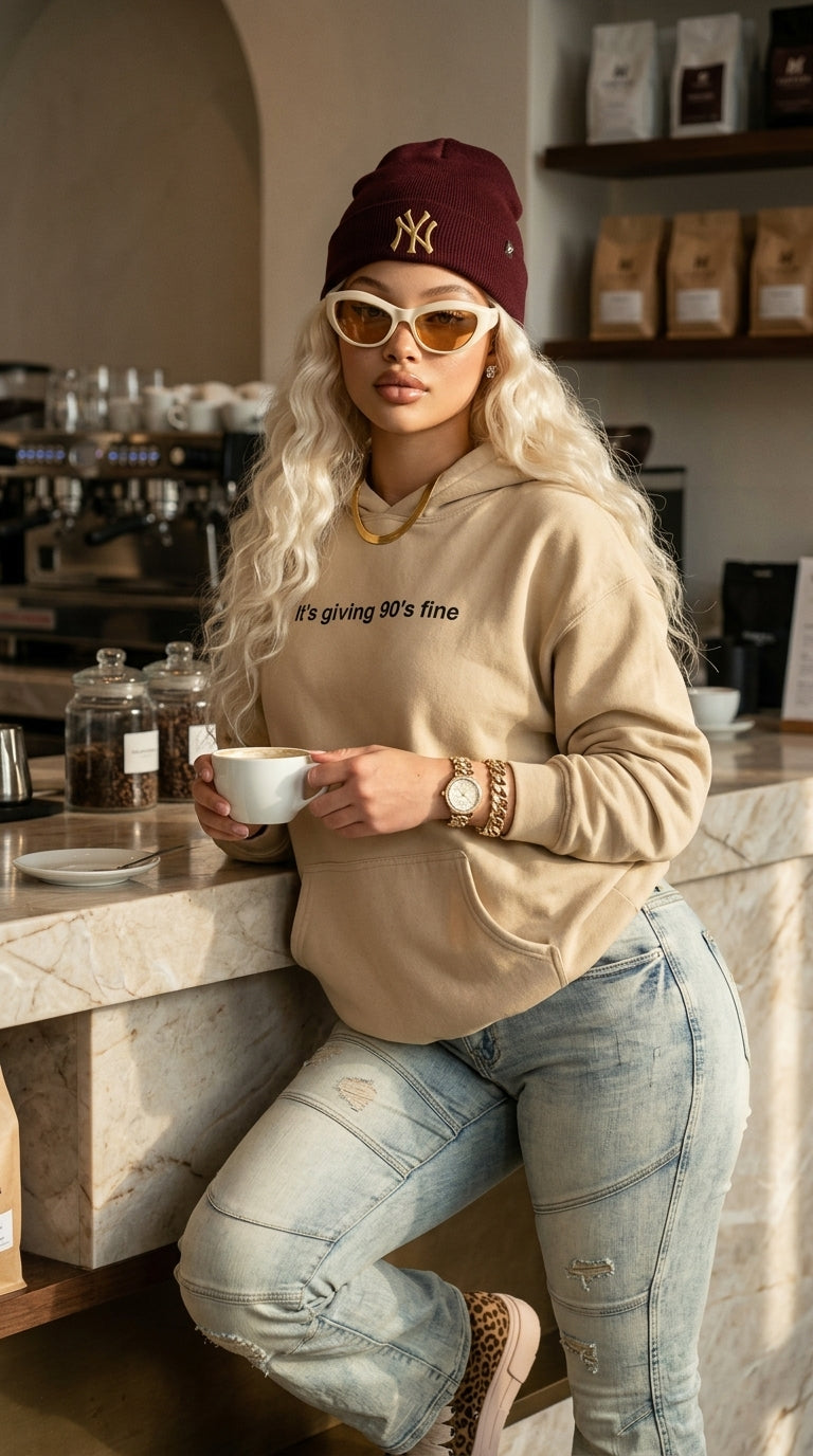 It's Giving 90's Fine embroidered adult hoodie