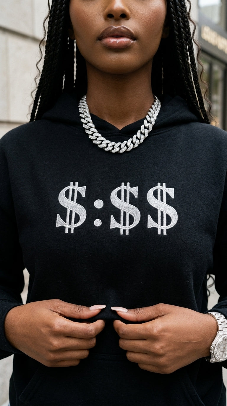 Time Is Money embroidered adult hoodie