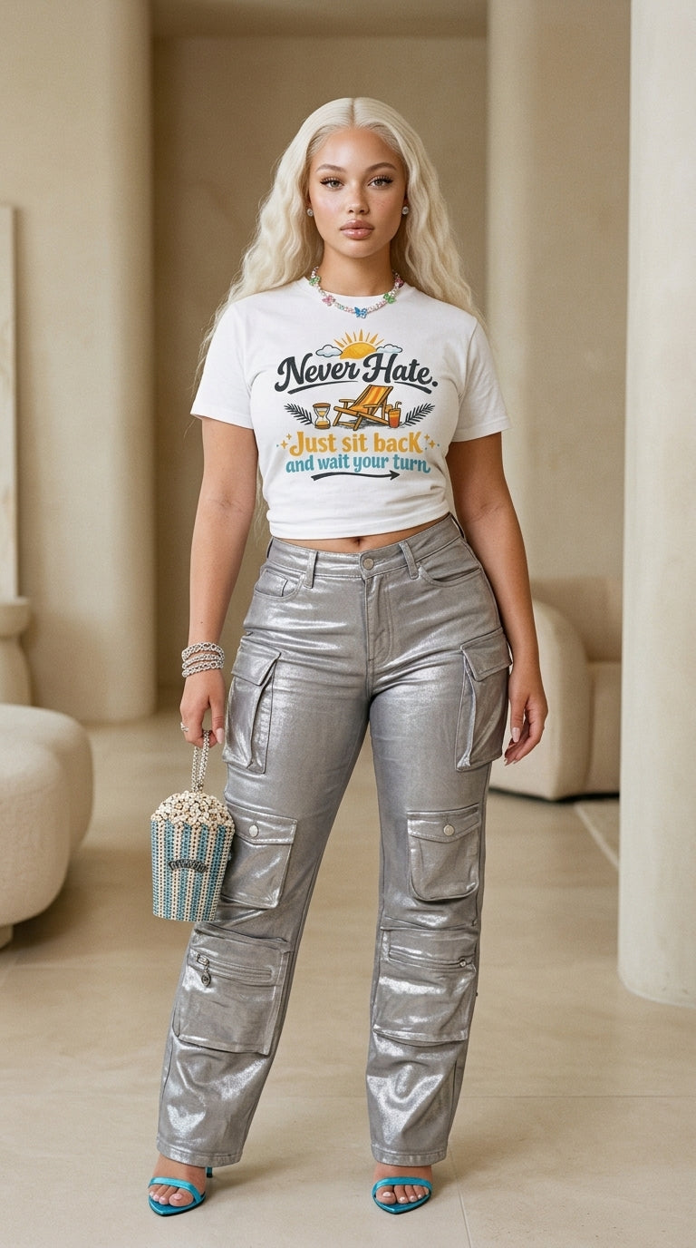 Never Hate. Just Sit Back And Wait Your Turn adult tee