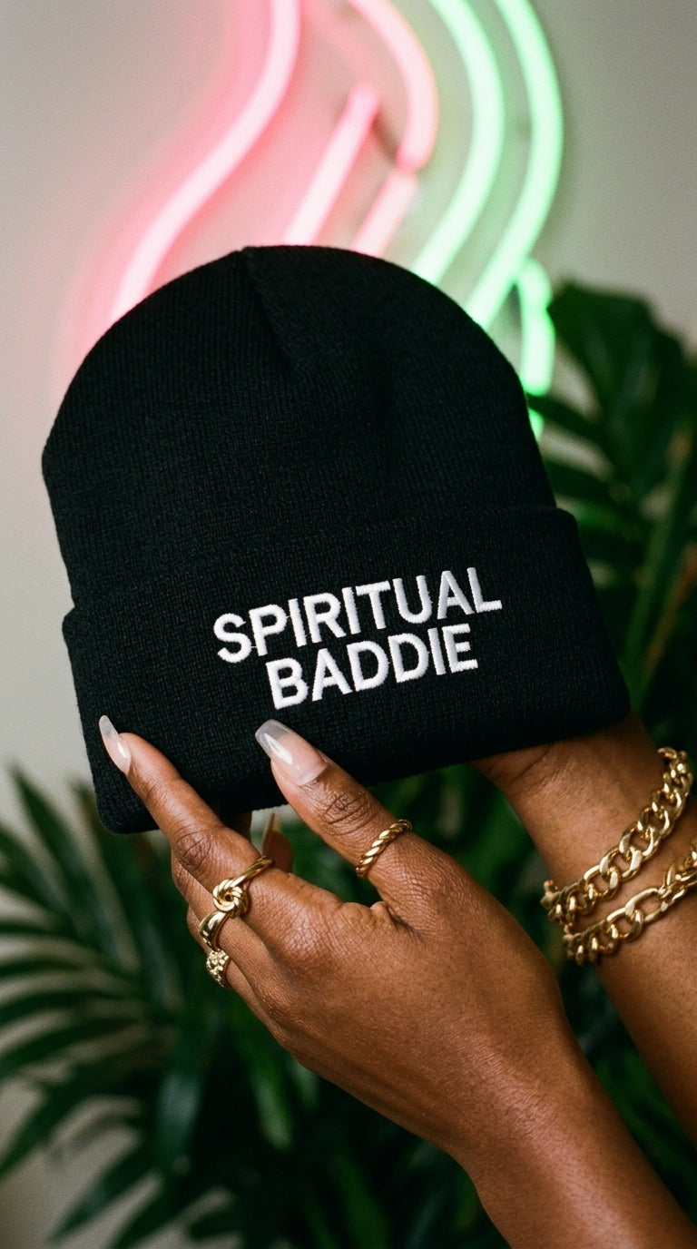 Spiritual Baddie embroidered cuffed beanie