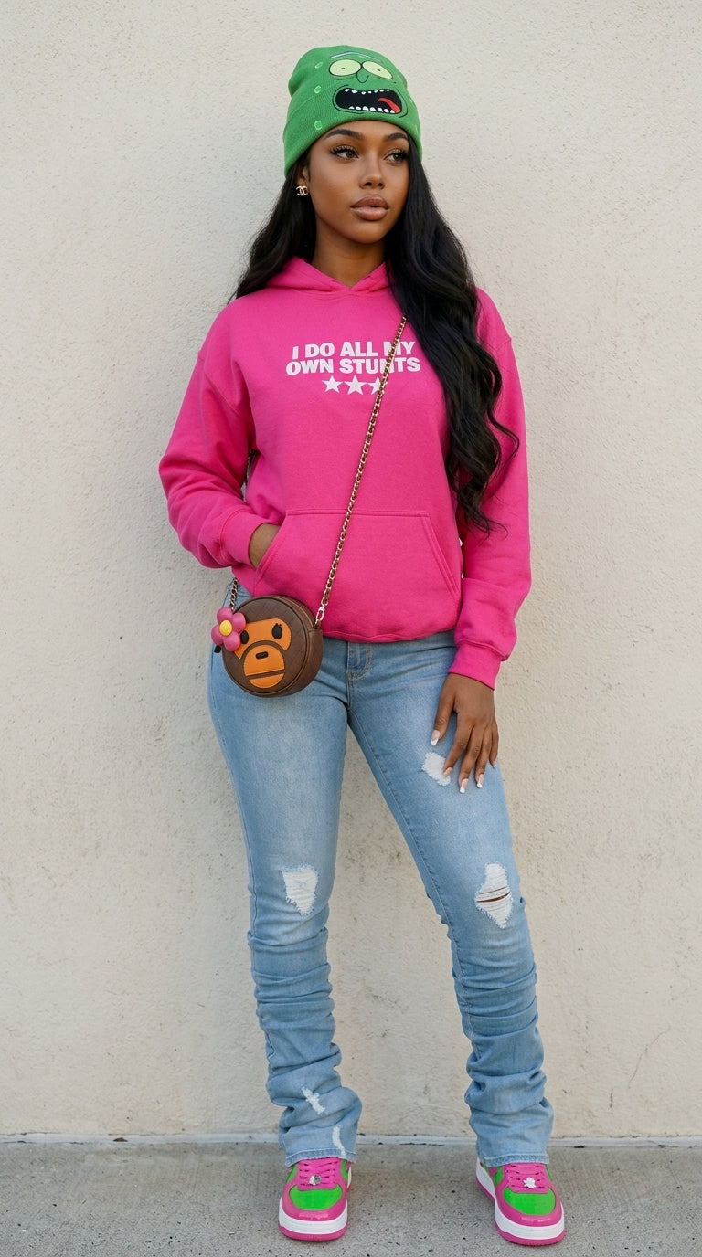 I Do All My Own Stunts embroidered adult hoodie