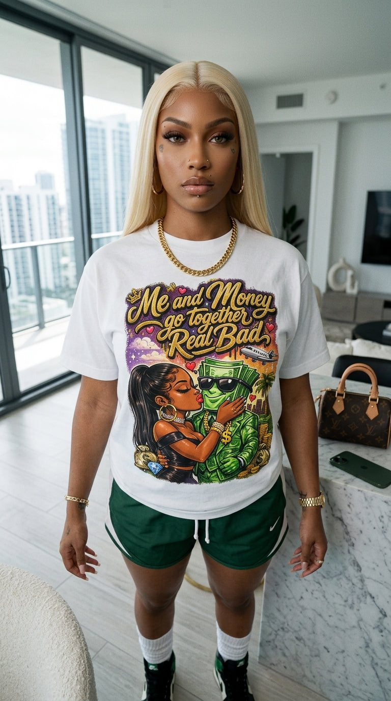 Me And Money Go Together Real Bad adult tee