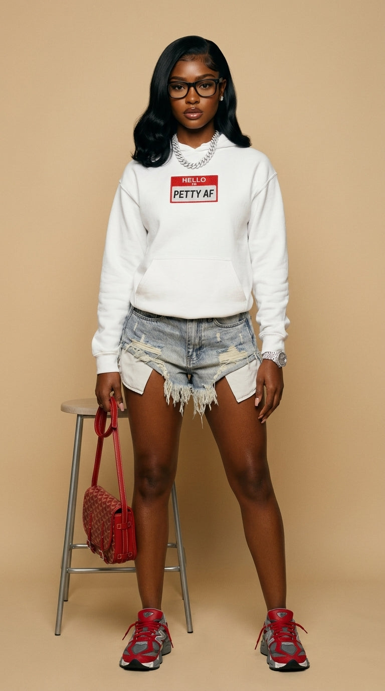 Hello I'm Petty AF embroidered adult hoodie