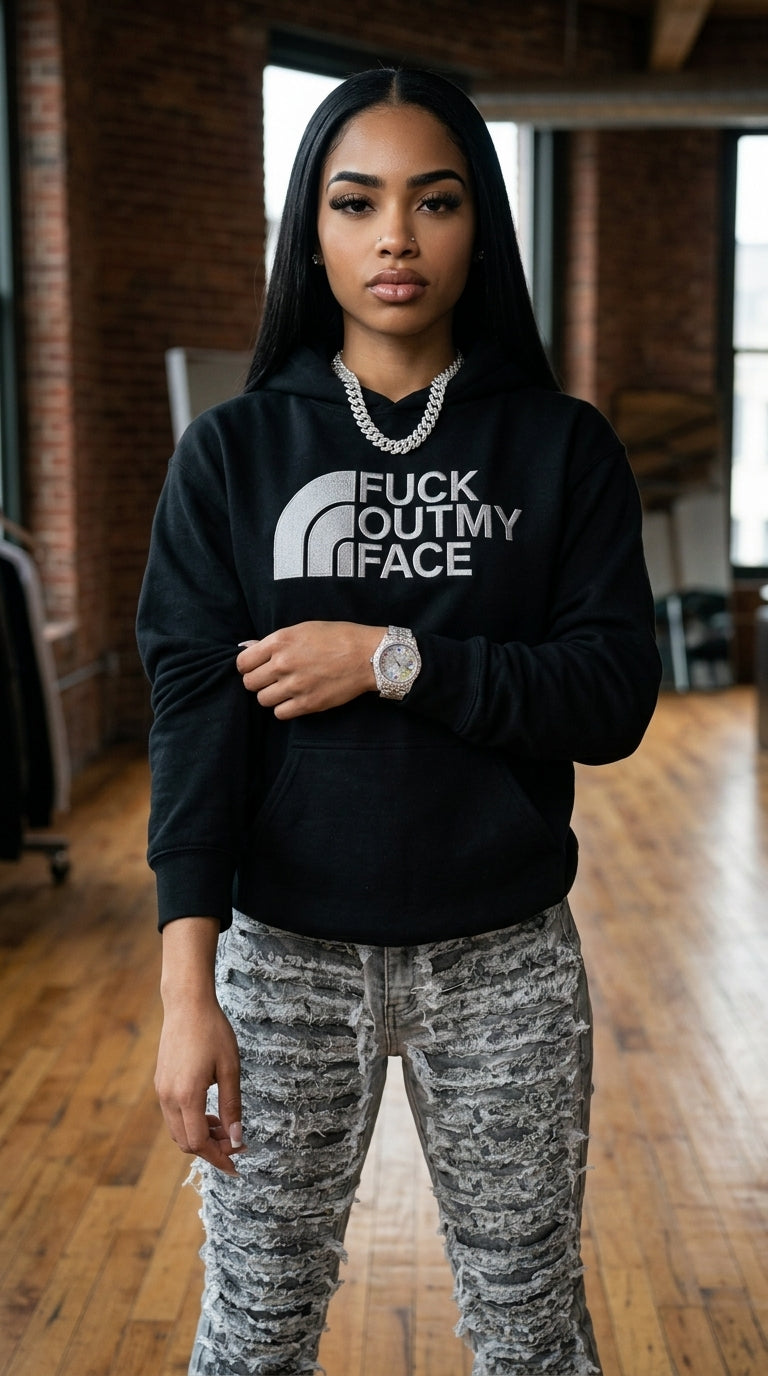 F*ck Out My Face embroidered adult hoodie
