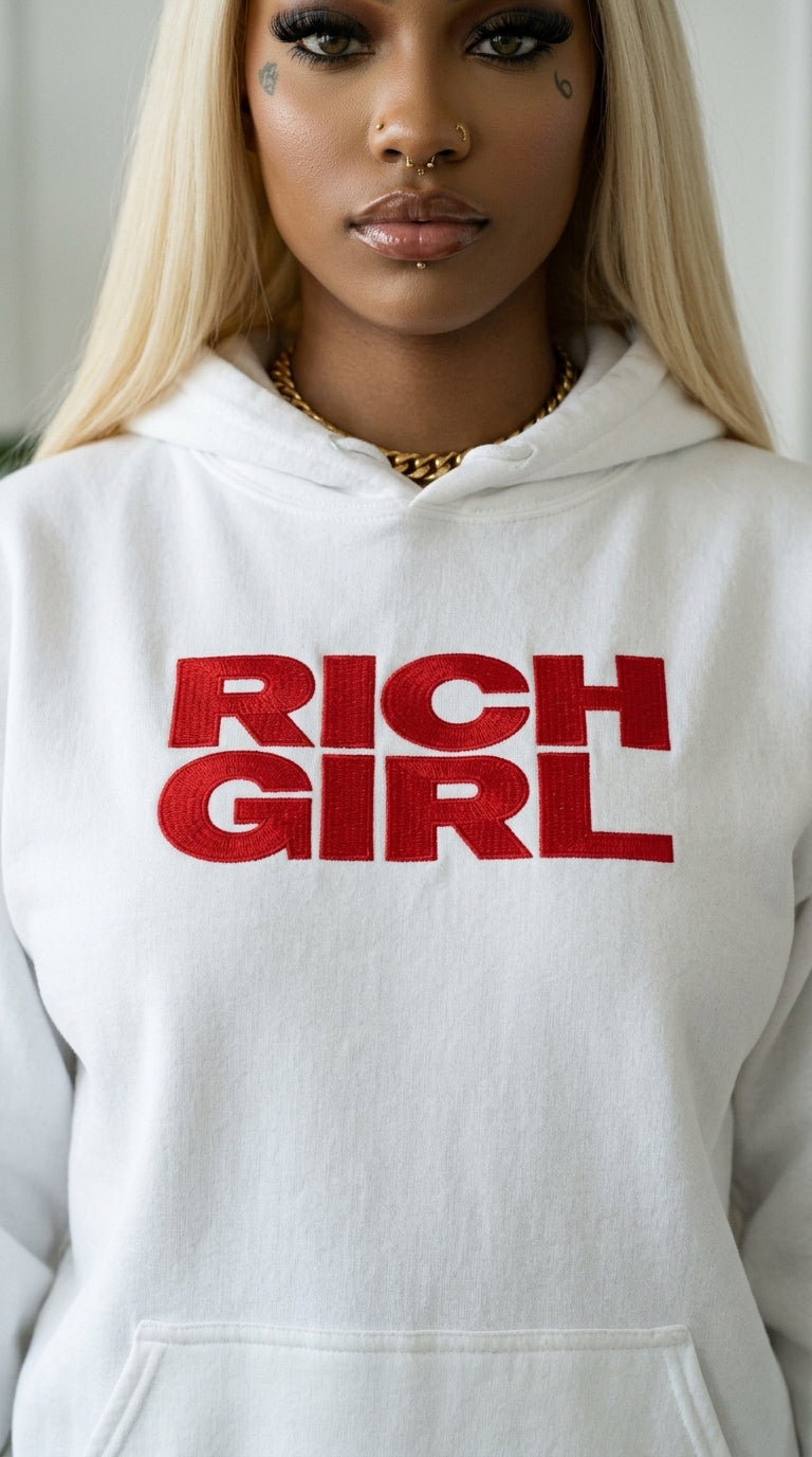 Rich Girl embroidered adult hoodie