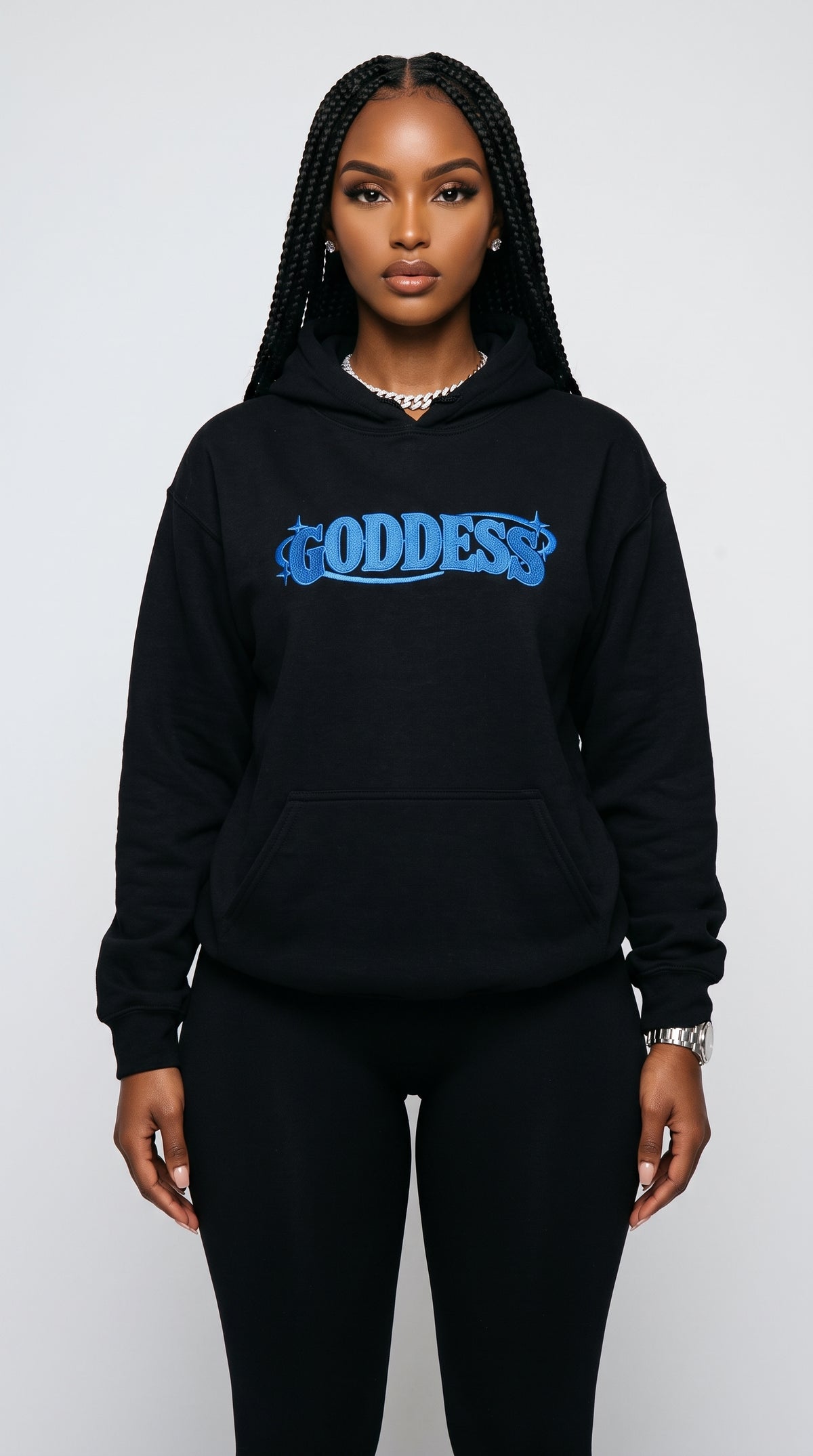 Goddess embroidered adult hoodie