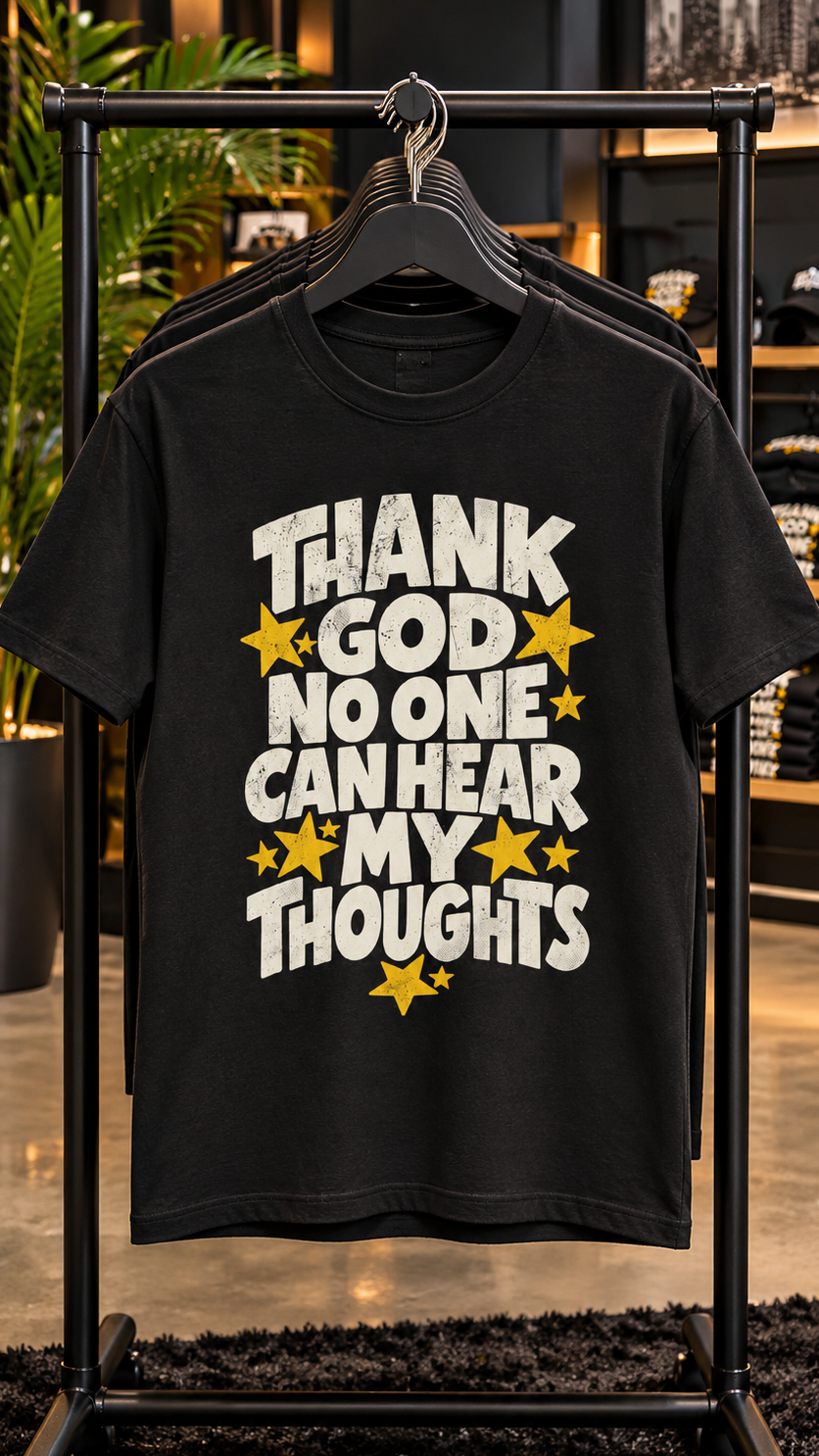 Thank God No One Can Hear My Thoughts adult tee