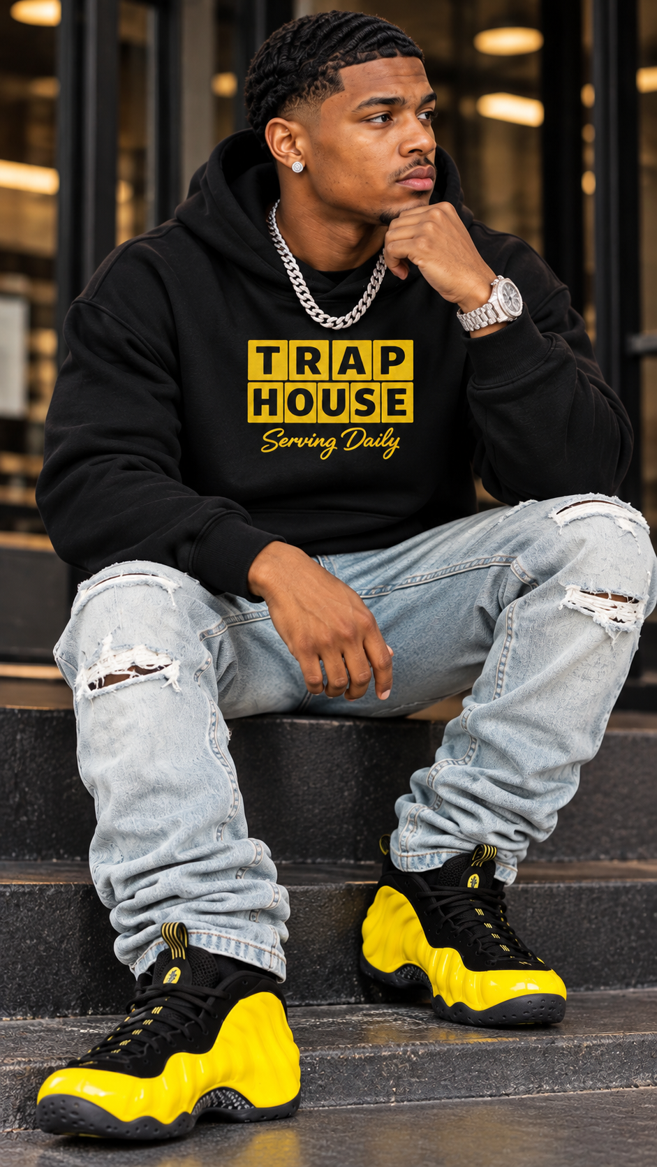 Trap House Serving Daily embroidered adult hoodie