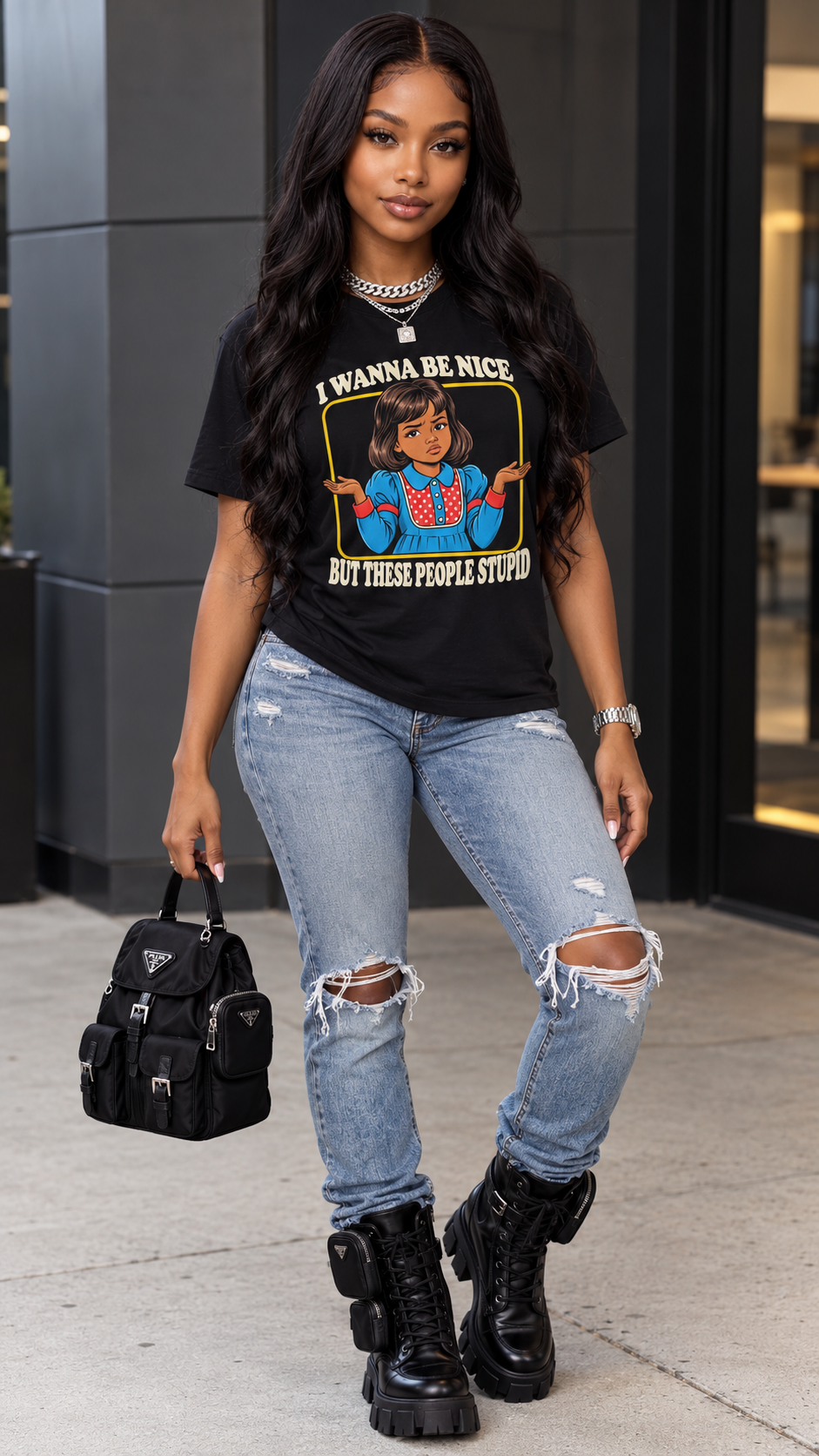 I Wanna Be Nice But These People Stupid adult tee