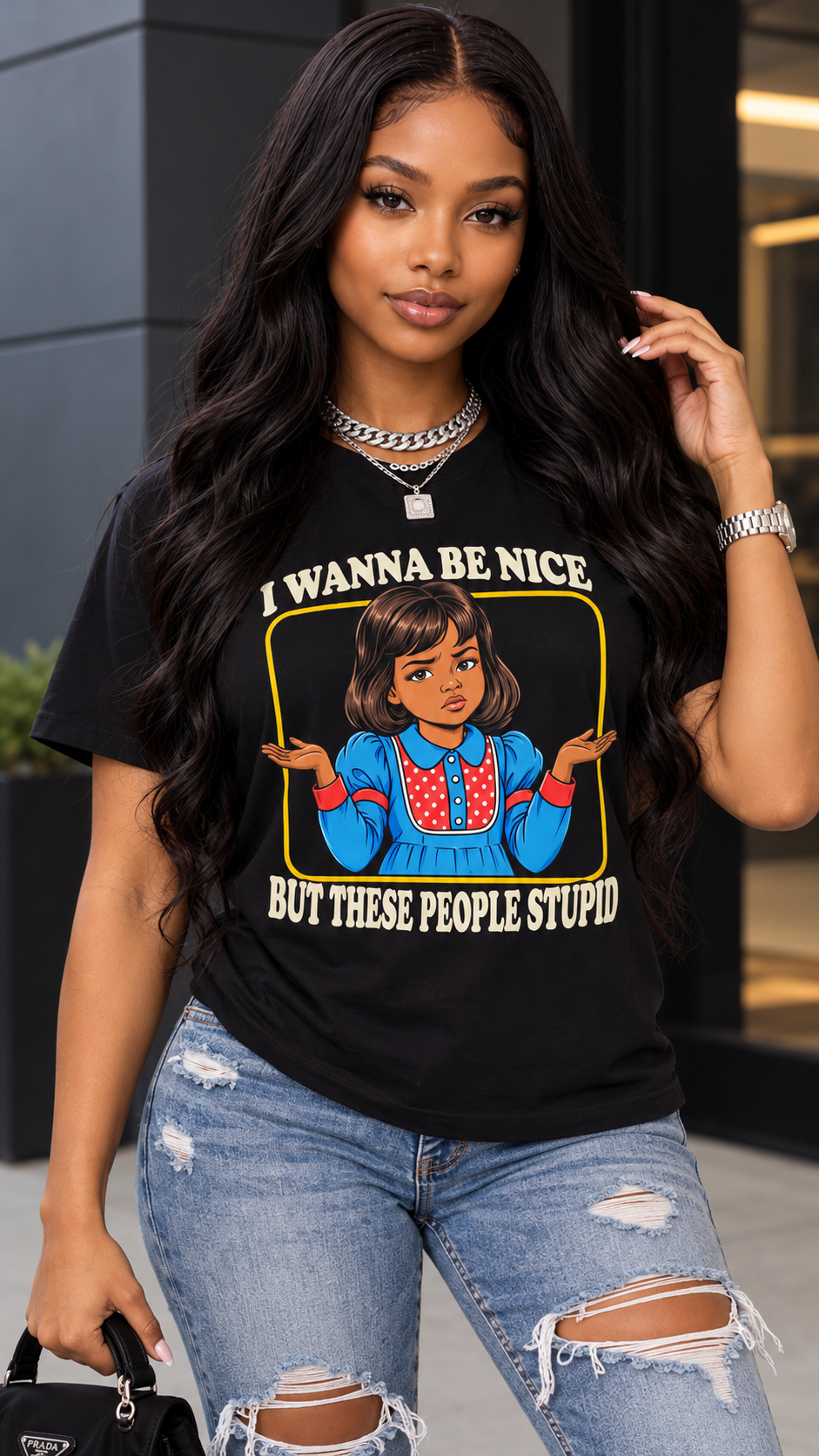 I Wanna Be Nice But These People Stupid adult tee