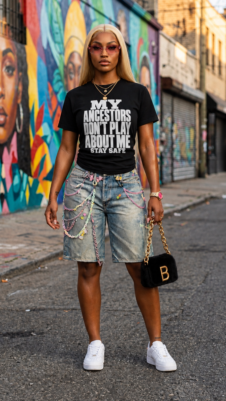 My Ancestors Don't Play About Me, Stay Safe adult tee