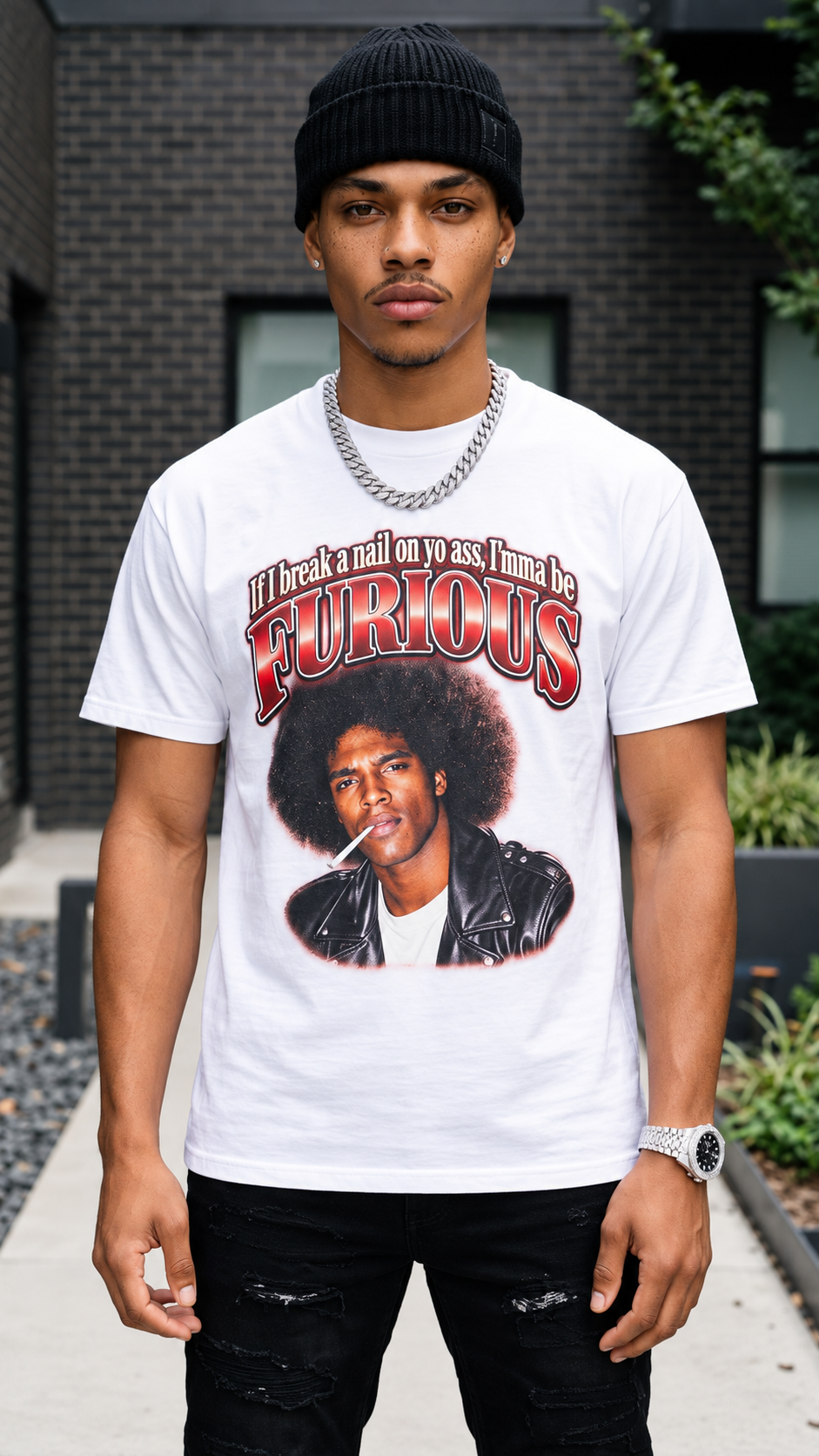 Akeem Ali "If I Break A Nail On Yo A**, Imma Be Furious" adult tee