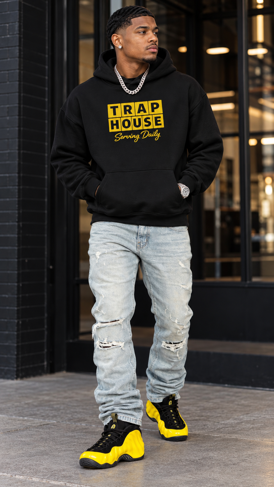 Trap House Serving Daily embroidered adult hoodie